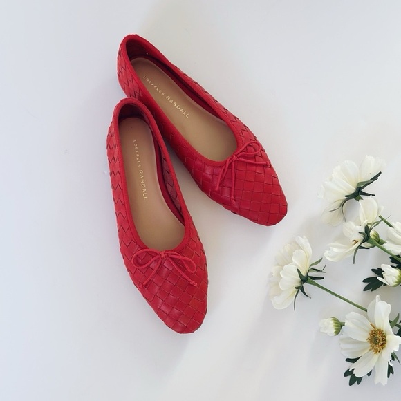Loeffler Randall Landry Woven Ballet Flat Red Leather - Picture 4 of 11